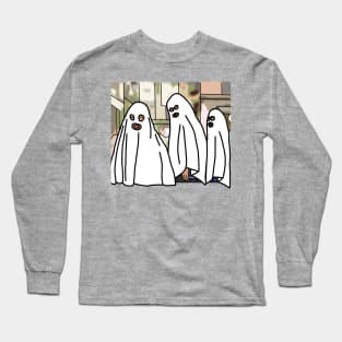 Boo Sheet Distracted Boyfriend Meme Halloween Ghosts Long Sleeve T-Shirt